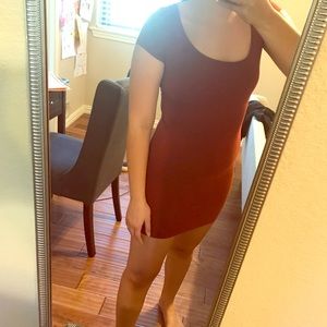 Burnt Orange Short Sleeve Body-con Dress